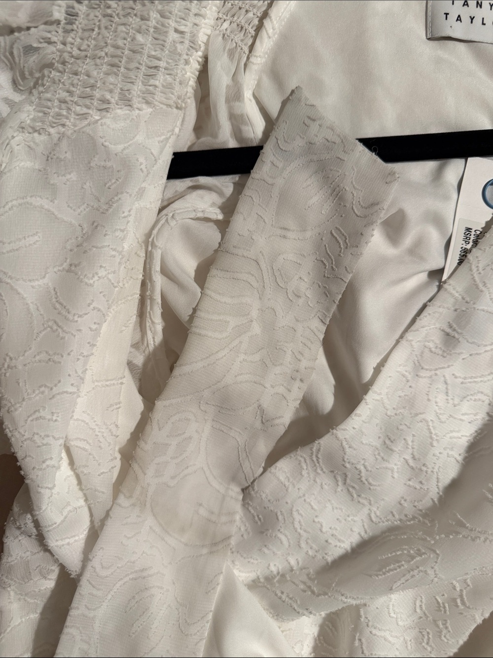 Tanya Taylor White Textured Wrap Midi Dress - Picture 15 of 15